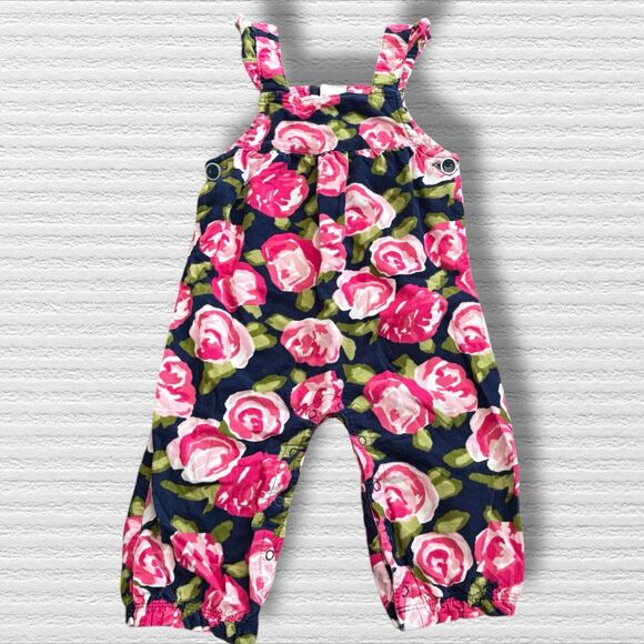 Gymboree Rose to the Occasion Corduroy Romper 12–18M Navy Pink Floral 2016 - Picture 1 of 5